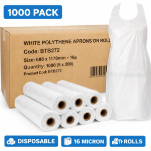 Pack of 1000 Disposable Aprons: x5 rolls of 200