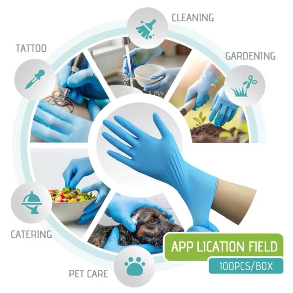 Blue Nitrile Gloves Powder Free (100) - Image 3