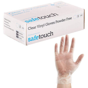 SafeTouch  Powder Free Clear Vinyl 1 Case (10 boxes of 100 gloves)