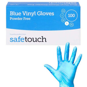 SafeTouch Powder Free Blue Vinyl Gloves  1 Case (10 boxes of 100 gloves)