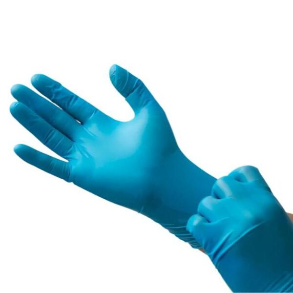 SafeHealth Blue Nitrile Powder Free Gloves 1 Case (10 boxes of 100 gloves) - Image 3
