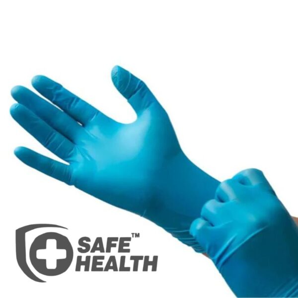 SafeHealth Blue Nitrile Powder Free Gloves 1 Case (10 boxes of 100 gloves) - Image 4