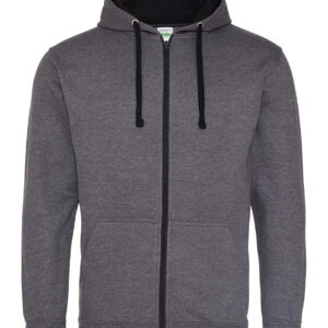 AWDis Contrast Zip Front Hoodie