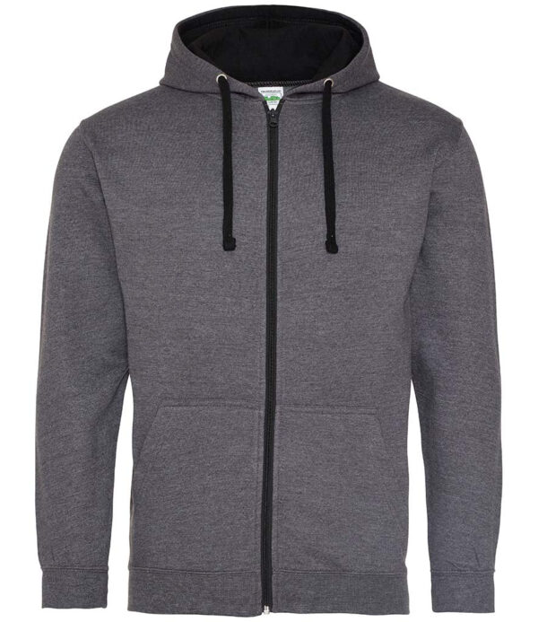 AWDis Contrast Zip Front Hoodie